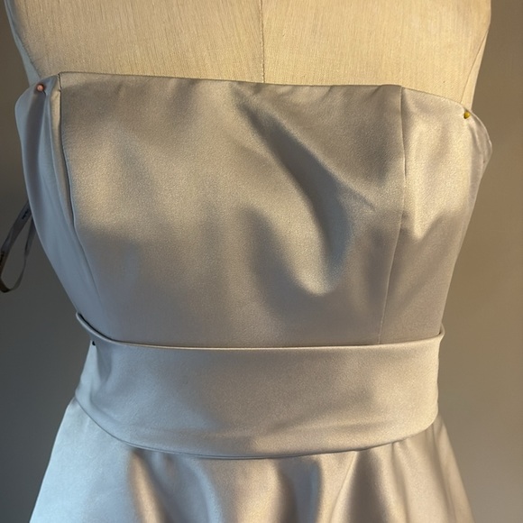 White label Vera Wang Strapless peplum Silver Gown bridesmaid formal wedding 0 - Picture 4 of 15